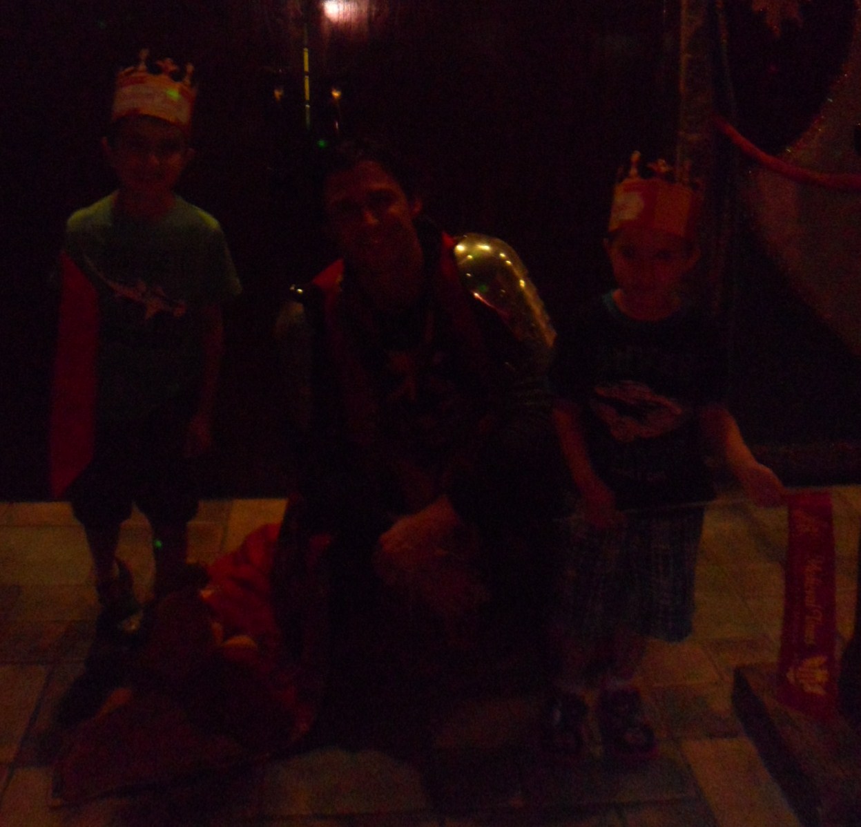 The boys with the Red & Yellow Knight...but it came out really dark.