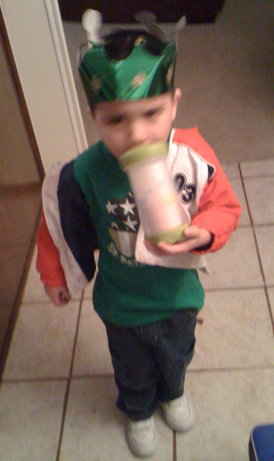 It was St. Patrick's Day, this was his outfit.