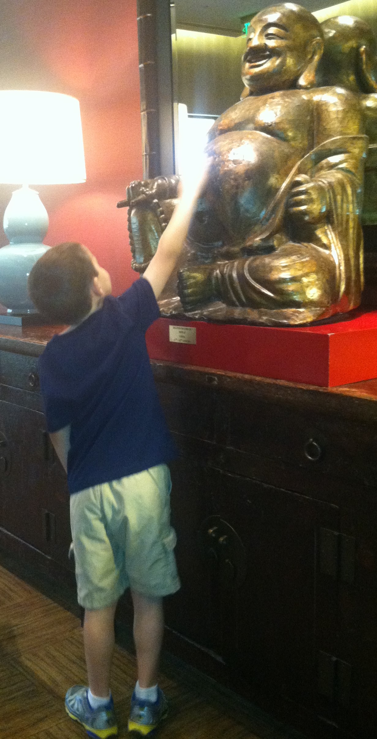 This is a bronze Buddha from the 17th century.  The audio said to make sure to rub his tummy for good luck before moving on... so we did.