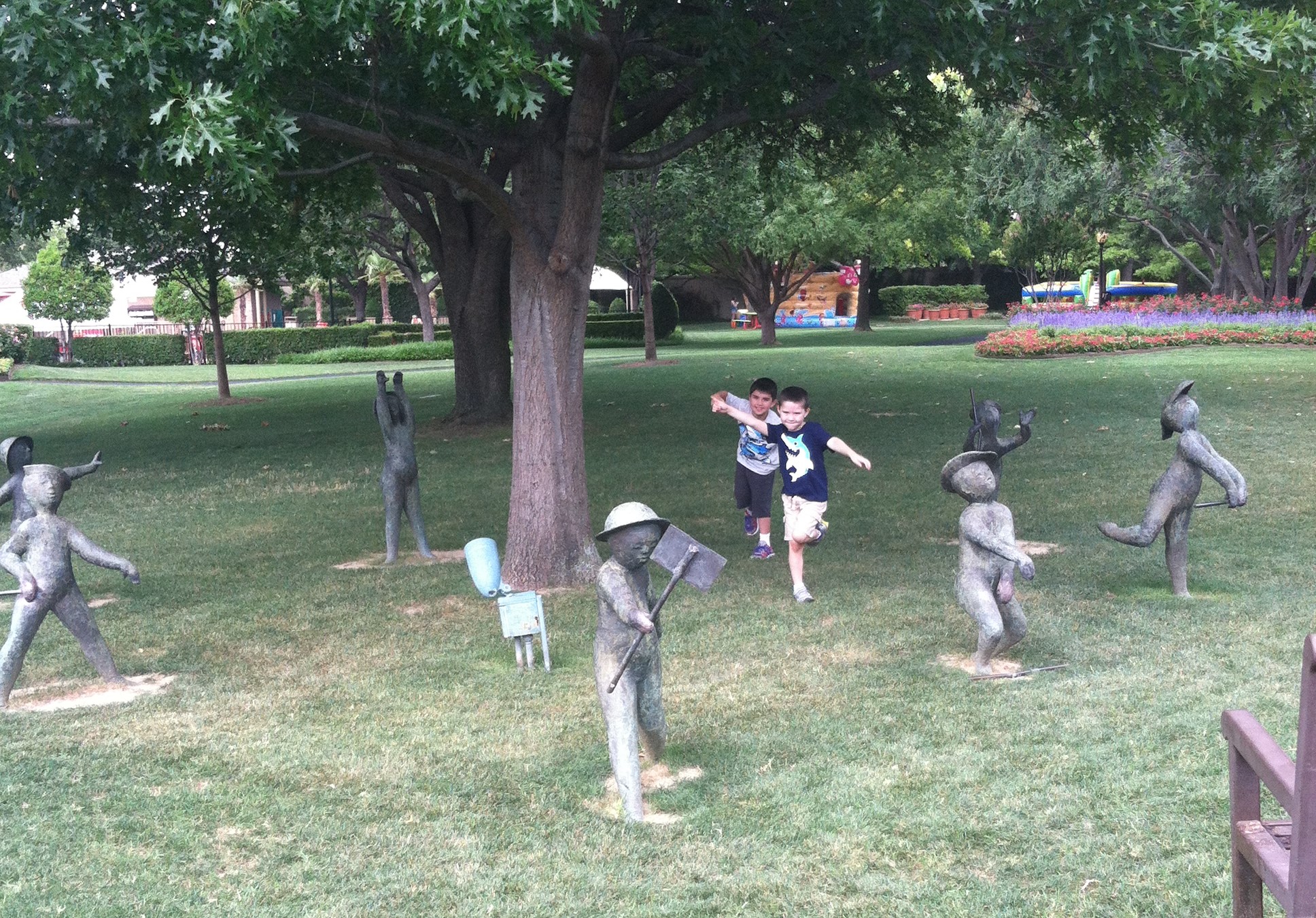 Playtime by Texas artist David Cargill- According to the audio there are 8 bronze figures of children playing but I only counted 7.  We didn't see the 8th.