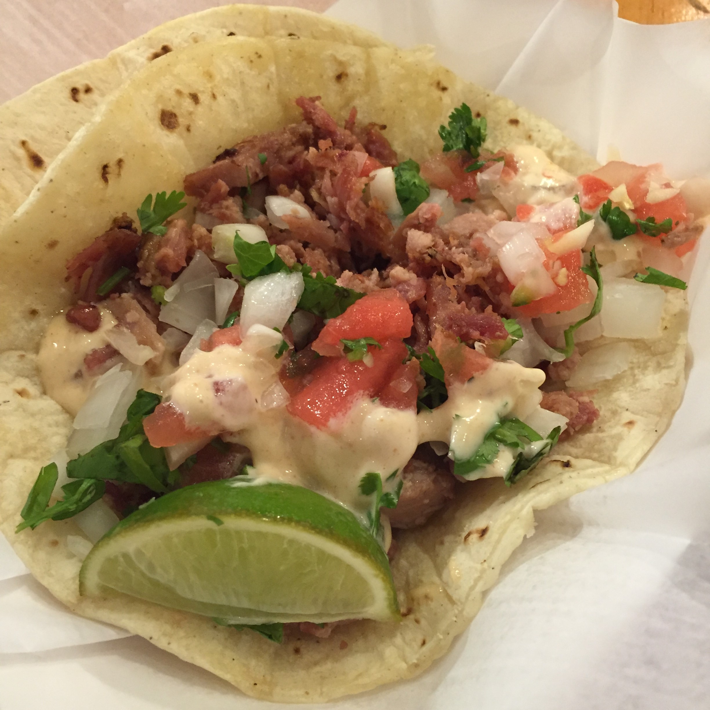 The taco was really good as well and had a watermelon pico de gallo.