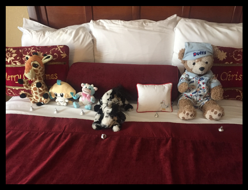 I also loved that housekeeping left a Kiss for each of the boy's stuffed animals, including the seagull on the pillow.